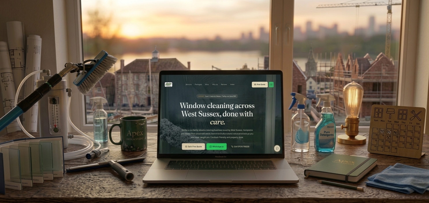 Bobby's Window Cleaning website shown on a laptop