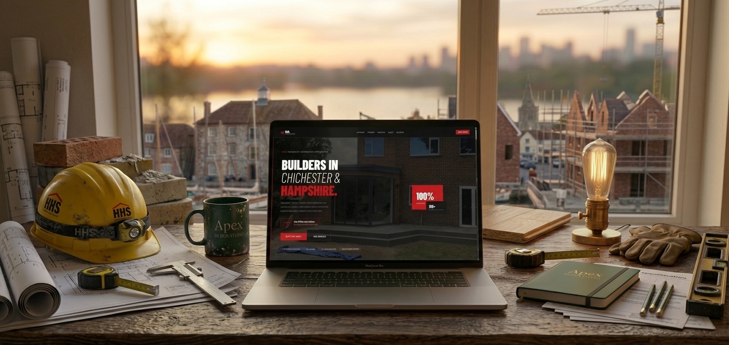 HHS Building Services website shown on a laptop