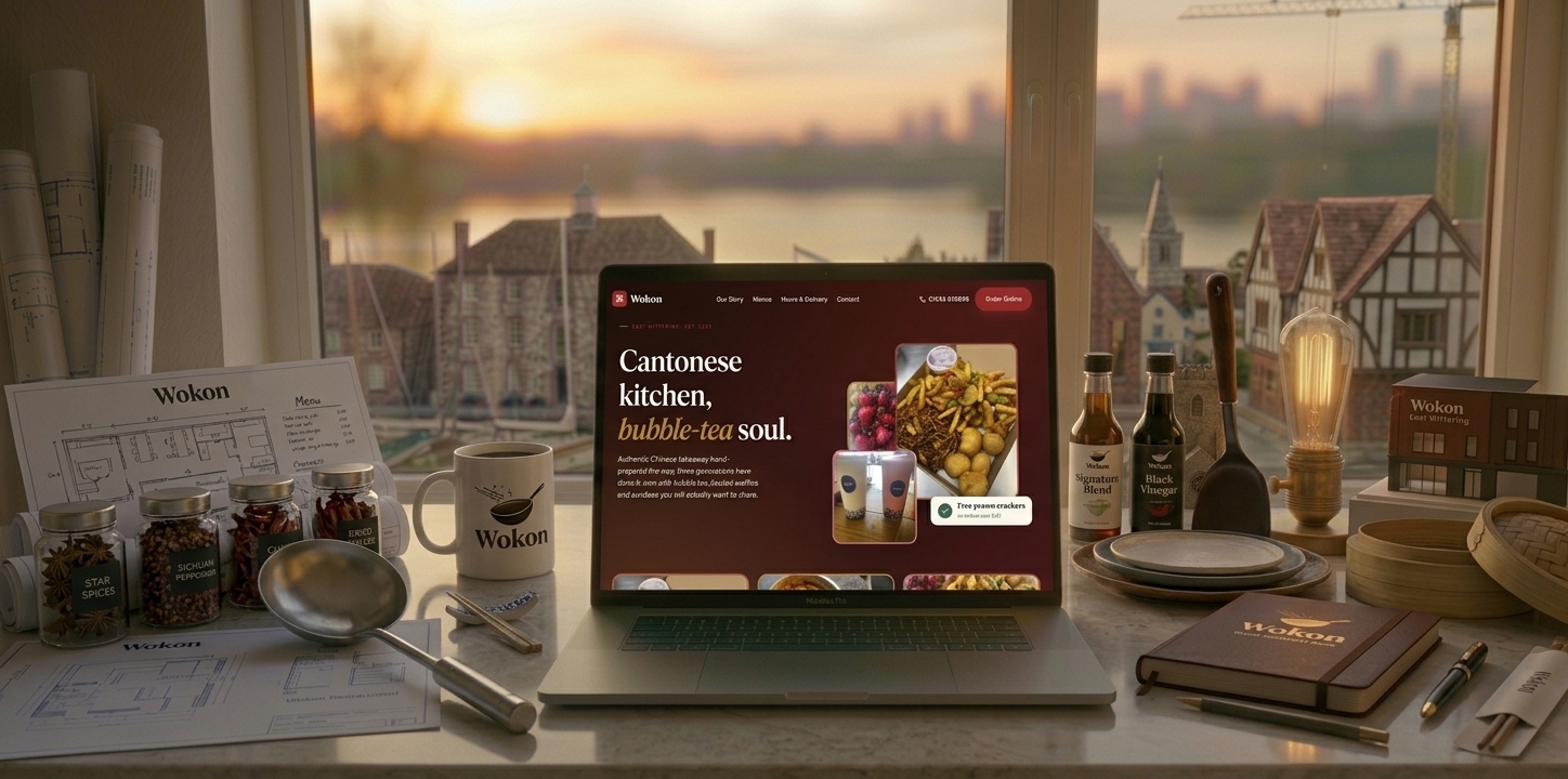 Wokon website shown on a laptop